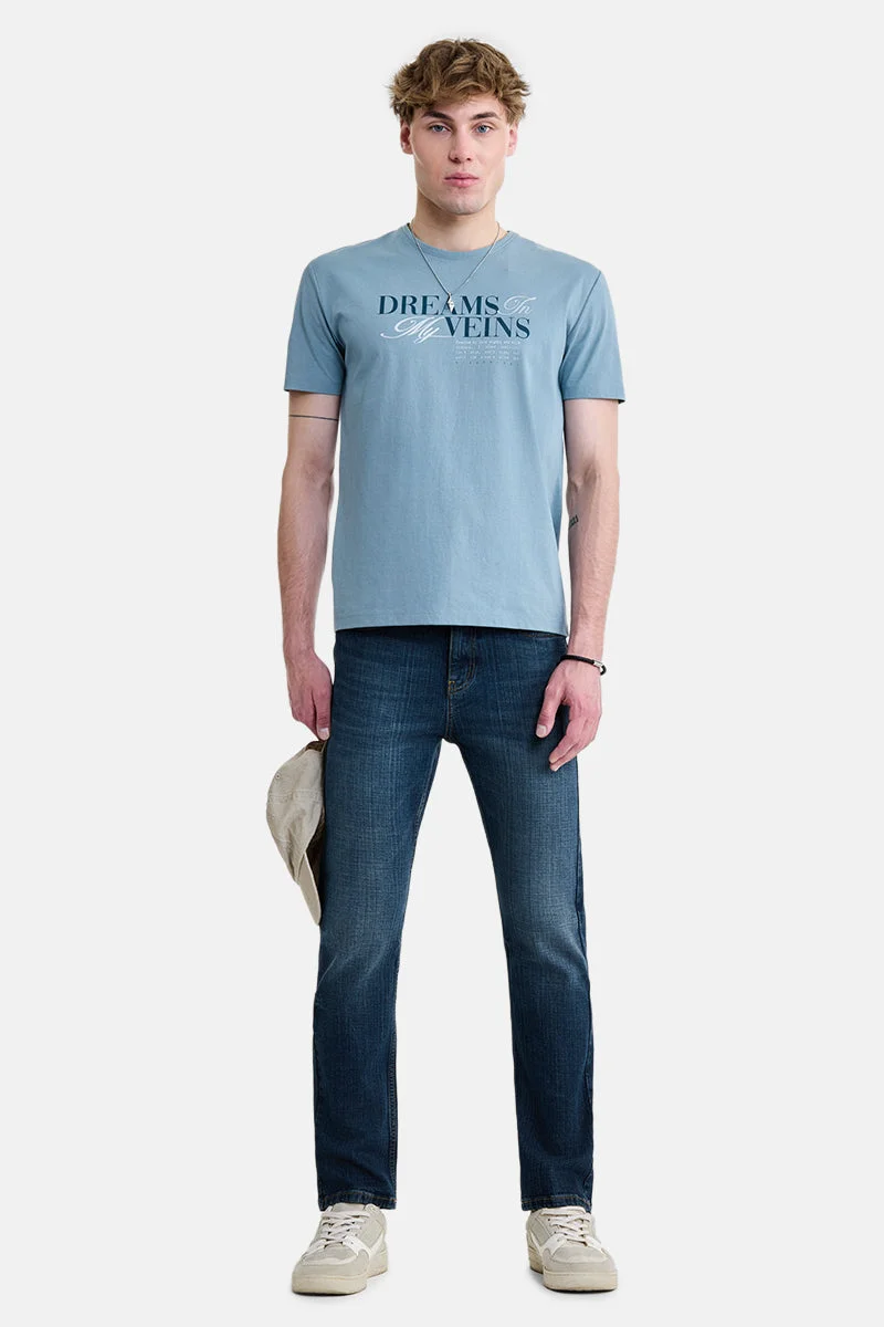 سنيتش Blue Solid Straight Fit Casual Jeans