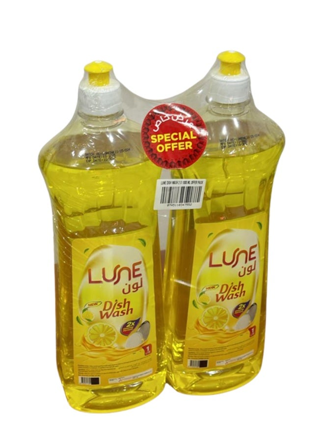 Lune. LUNE Lemon Dish Wash Liquid Combo Pack 1L x 2 | Powerful Grease Cleaner - Image 2