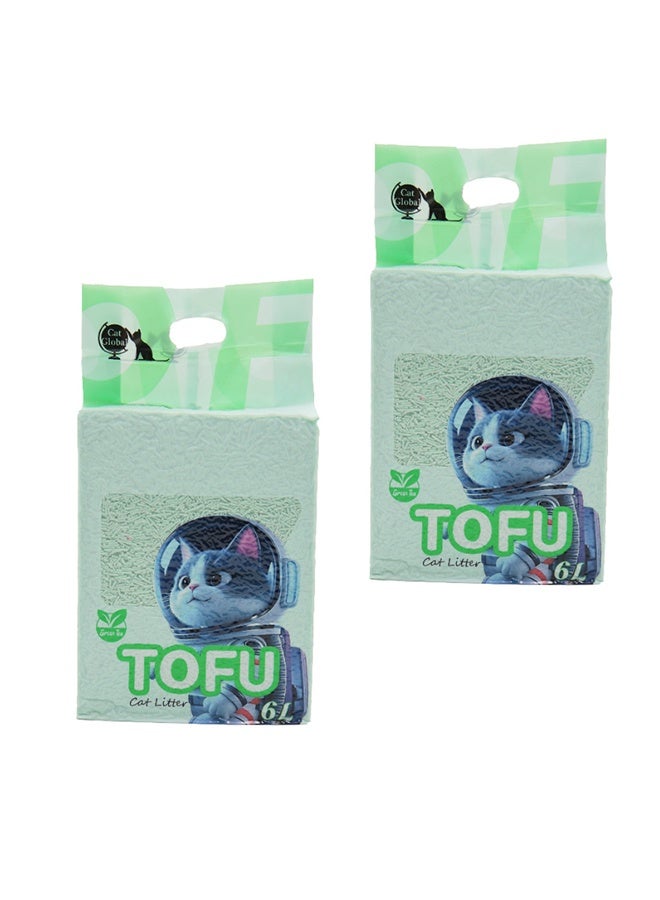 JCB CHIC Tofu Cat Litter Clumping Ultra Absorbent and Fast Drying, 100% Natural Ingredients Litter,Really Dust-Free,Less Scattering (6L×2bag ) - Image 1