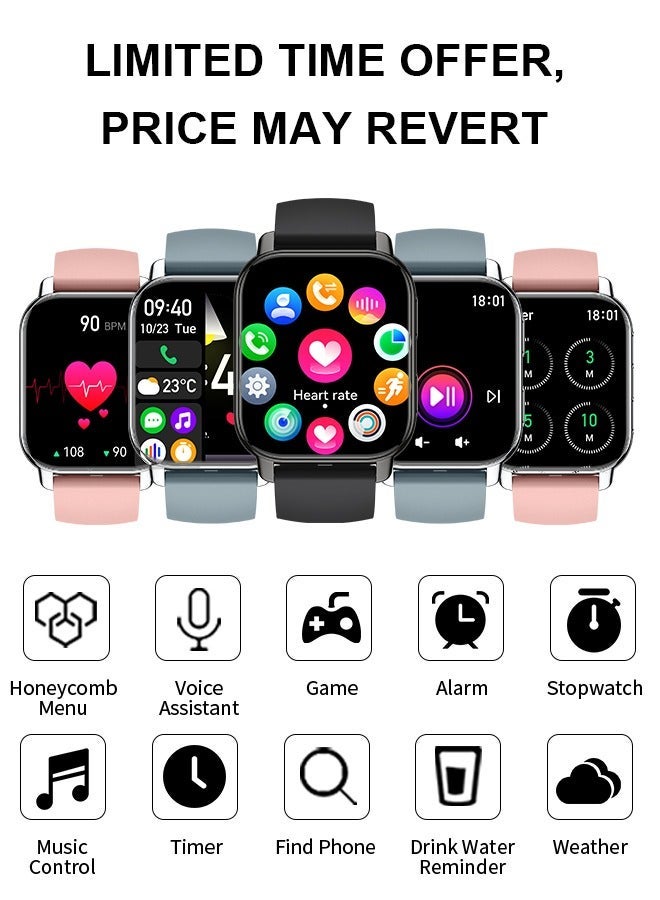 WAPIK ساعة ذكية من العلامة التجارية الكورية P5S، ساعة ذكية للأعمال، ساعة لياقة بدنية مقاومة للماء، مكالمات بلوتوث، ساعة ذكية للرجال، طلاء فراغ من سبائك الزنك، مراقبة معدل ضربات القلب، ساعة ذكية للنساء باللون الأسود - Image 3