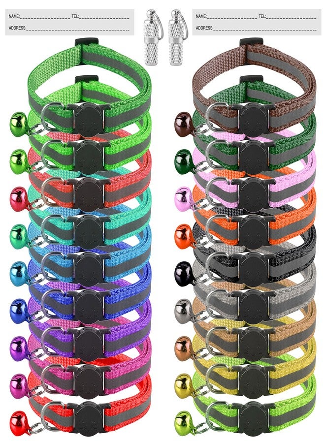 Deetenks Cat Collars 18 Pack Reflective Cat Collars Cat ID Collars Adjustable Safe Collars Pet Collars - Image 1
