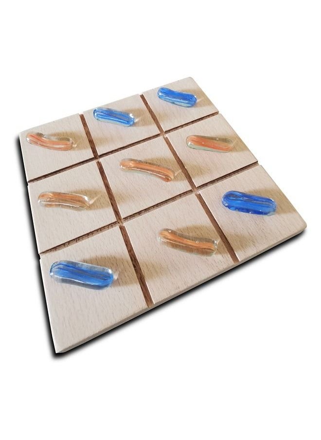null - Marble Stone With Wooden Board Tic Tac Toe Game - Image 1