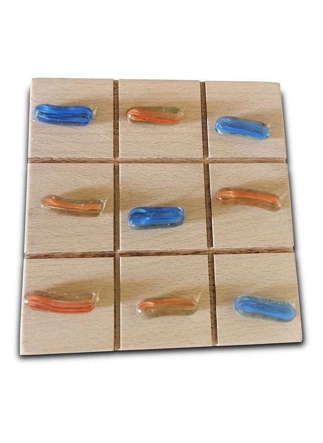 null - Marble Stone With Wooden Board Tic Tac Toe Game - Image 1
