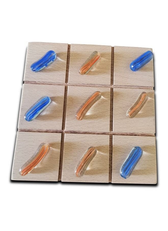 null - Marble Stone With Wooden Board Tic Tac Toe Game - Image 1
