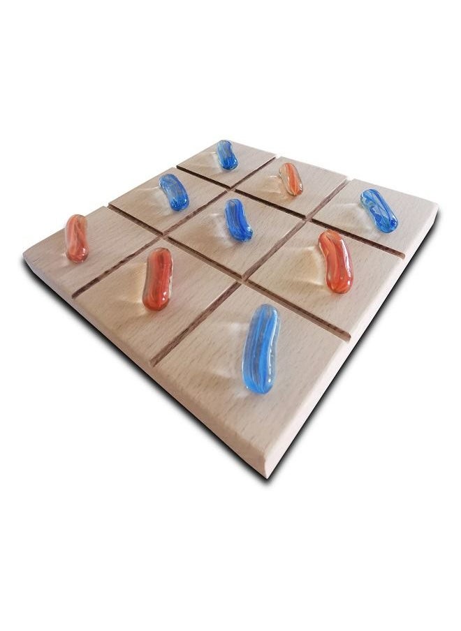 null - Marble Stone With Wooden Board Tic Tac Toe Game - Image 1