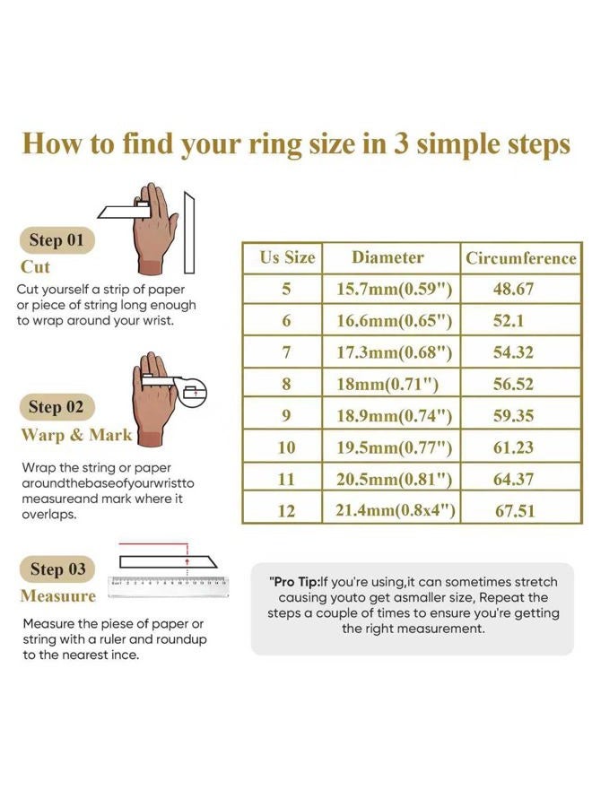 PDWZNBA Linear Stripe Textured Ring | 14K Gold-Plated Stainless Steel Promise & Friendship Ring, Wedding Band, Birthday Gifts for Women, 9, Steel Stone CZ, Cubic Zirconia - Image 4