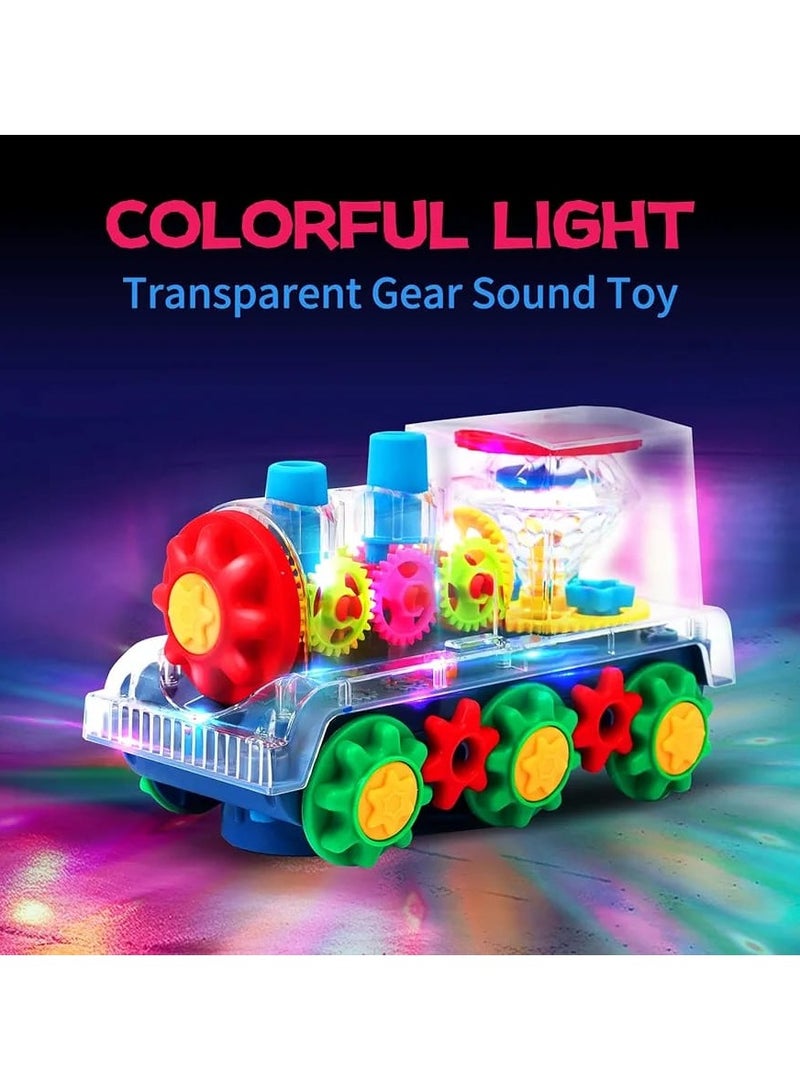 Electric Transparent Gear Train Toy – 360° Rotating Bump-and-Go Car with Lights & Music | Battery Operated Toddler Toy | Multicolored for Boys & Girls Ages 3+ - Image 2