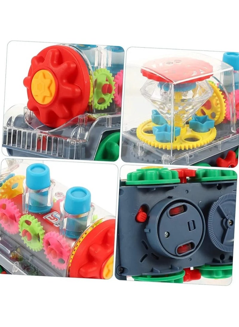 Electric Transparent Gear Train Toy – 360° Rotating Bump-and-Go Car with Lights & Music | Battery Operated Toddler Toy | Multicolored for Boys & Girls Ages 3+ - Image 5