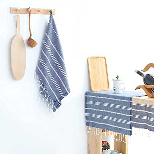 Cacala 100% Turkish Cotton Kitchen Tea Towels, Highly Absorbent Luxury Soft Quick Drying Dish Towel with Hanging Loop for Gym, Yoga, Bath, Sports, Cleaning and Kitchen (23 x 36), Dark Blue - Image 4