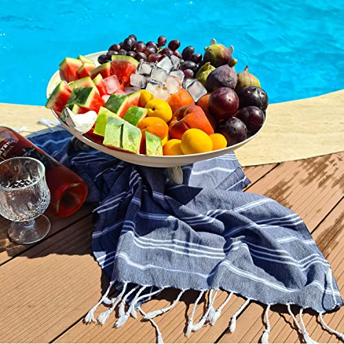 Cacala 100% Turkish Cotton Kitchen Tea Towels, Highly Absorbent Luxury Soft Quick Drying Dish Towel with Hanging Loop for Gym, Yoga, Bath, Sports, Cleaning and Kitchen (23 x 36), Dark Blue - Image 5