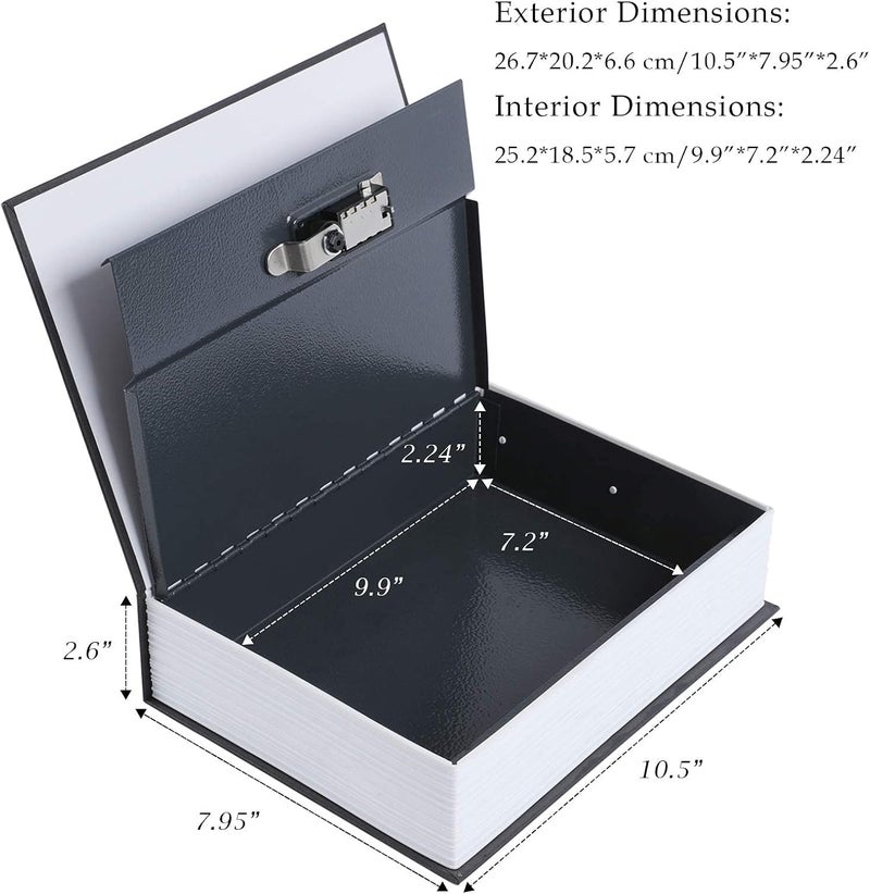 KYODOLED 10.5Inch Diversion Book Safe with Combination Lock, Extra Large Safe Secret Hidden Metal Lock Box,Money Hiding Box,Collection Box,10.5" x 7.8" x 2.6" Black Extra Large - Image 3