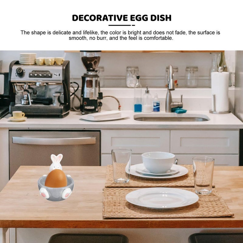 Ceramic Rabbit Egg Cup Adorable Holder For Soft Hard Boiled Eggs Decorative Breakfast Tray - Image 4