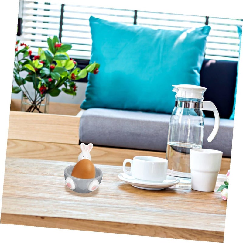 Ceramic Rabbit Egg Cup Adorable Holder For Soft Hard Boiled Eggs Decorative Breakfast Tray - Image 5