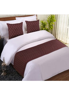 MKS INDIA MKS INDIA Brown and Gold Quilted Bed Runner Scarf with 2 Matching Cushion CoversSlipcover Mattress ProtectorBed Linen Scarf for Bedrooms Hotel Rooms Guest Rooms 18 x 96 inch  - Image 3