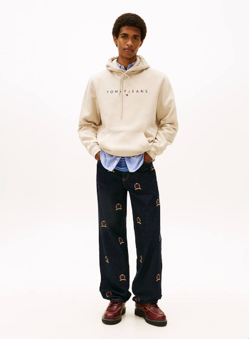 TOMMY JEANS Linear Logo Embroidery Kangaroo Pocket Hoody - Image 3