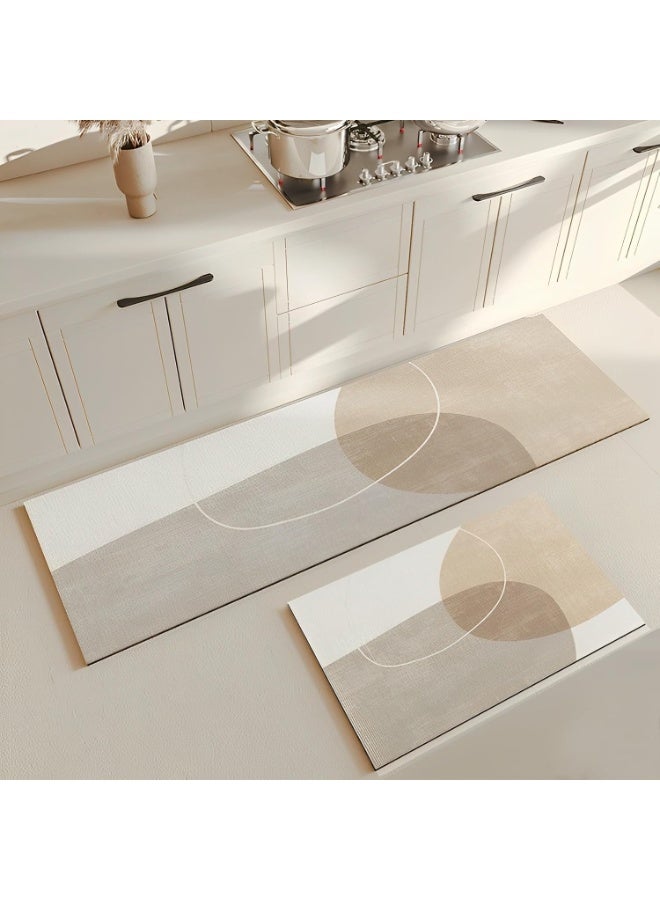 Bukela Non Slip Diatomite Kitchen Runner Rug Washable Modern Design Bathroom Shower Mat Khaki Kitchen Rug 60x180cm - Image 2