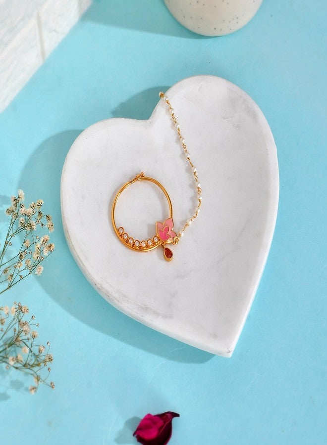 STLYZ صينية STLYZ على شكل قلب من الرخام الأبيض، صينية مجوهرات صغيرة، حامل خواتم، طبق أساور، طبق ديكور لحفظ المجوهرات الصغيرة، الخواتم، القلائد، الأقراط، الأساور، ومستحضرات التجميل. - Image 1