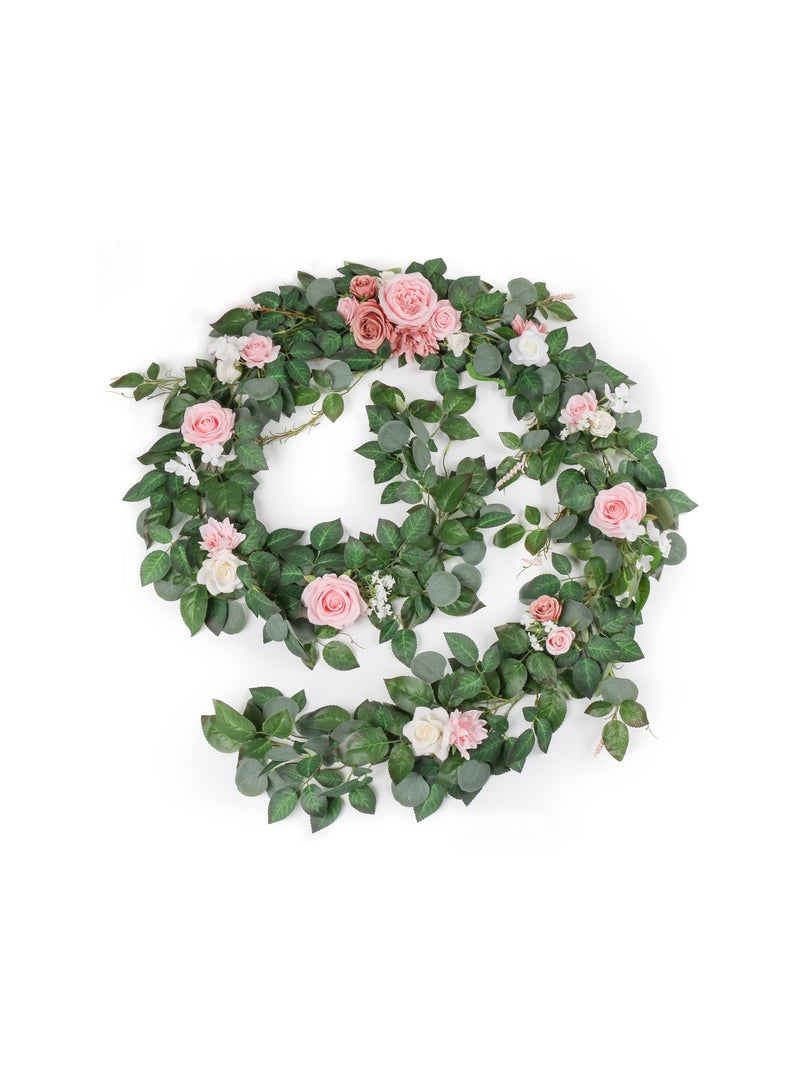 SYOSI 9Ft Eucalyptus Garland with Flowers Artificial Table Runner Decor Arch Backdrop Head Table Decorations for Wedding Sweetheart Table Centerpieces - Image 1