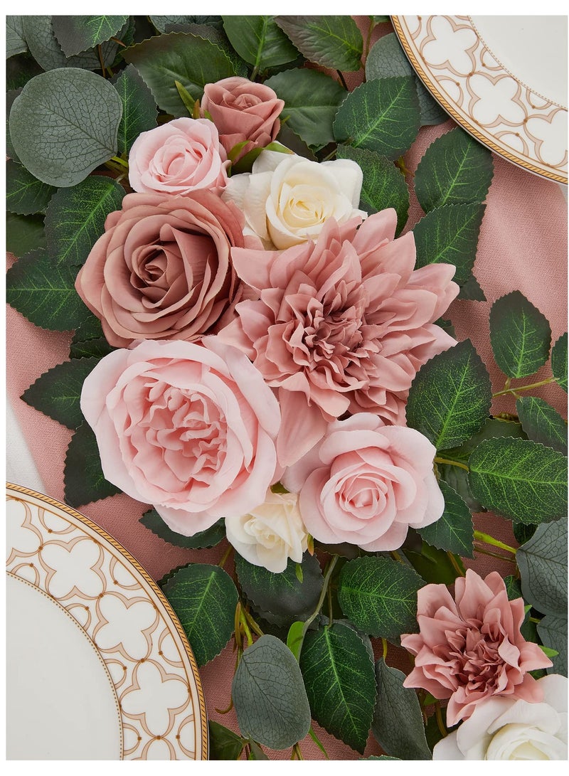 SYOSI 9Ft Eucalyptus Garland with Flowers Artificial Table Runner Decor Arch Backdrop Head Table Decorations for Wedding Sweetheart Table Centerpieces - Image 5