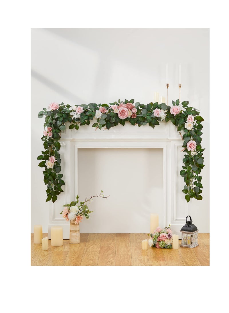 SYOSI 9Ft Eucalyptus Garland with Flowers Artificial Table Runner Decor Arch Backdrop Head Table Decorations for Wedding Sweetheart Table Centerpieces - Image 2