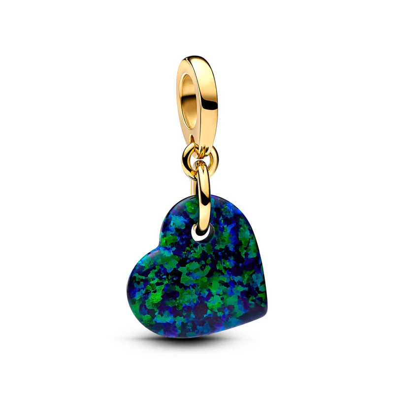 PANDORA Opalescent Green Heart Dangle Charm