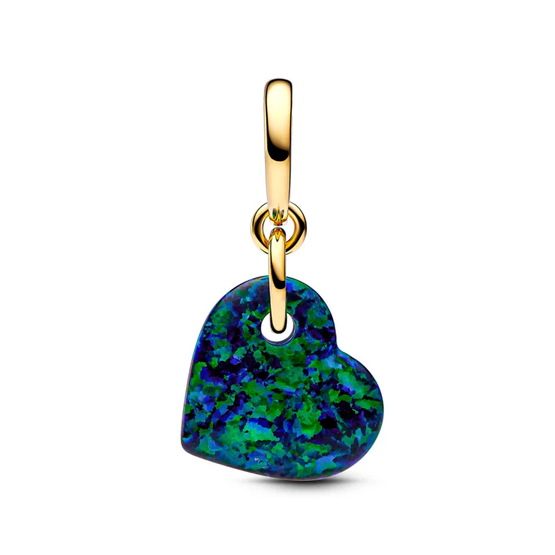 PANDORA Opalescent Green Heart Dangle Charm
