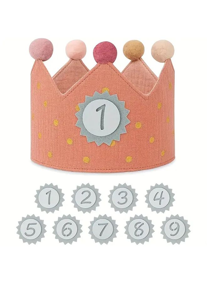 Blue Birthday Crown Hat With Interchangeable Numbers 1 6 Golden Stars Confetti For Party - Image 3