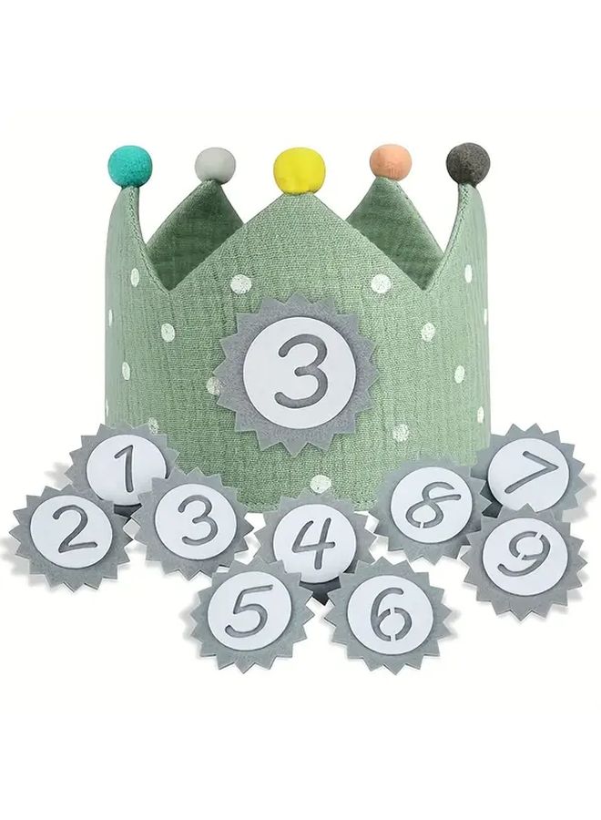 Blue Birthday Crown Hat With Interchangeable Numbers 1 6 Golden Stars Confetti For Party - Image 5