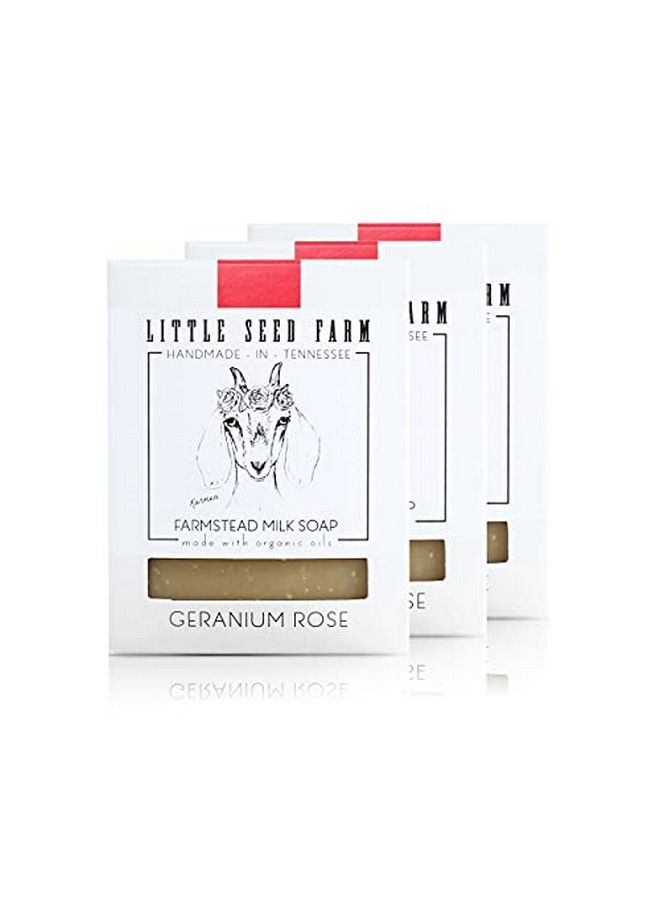 Little Seed Farm Geranium Rose Organic Facial Soap Bar 3 Pack - Image 1