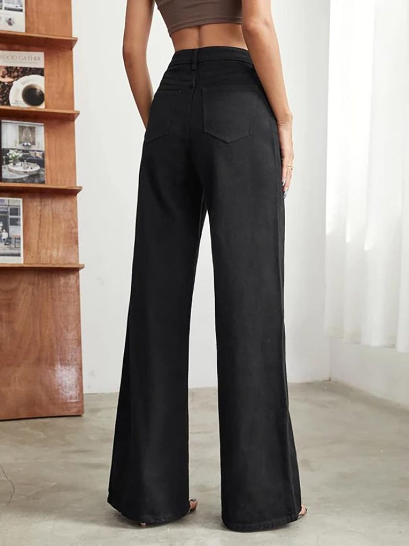 KOTTY Womens Solid High Rise Cotton Lycra Blend Relaxed Fit Jeans Jade Black (Black,36)_KOTTYLADIESJEANS1003_3XL - Image 4