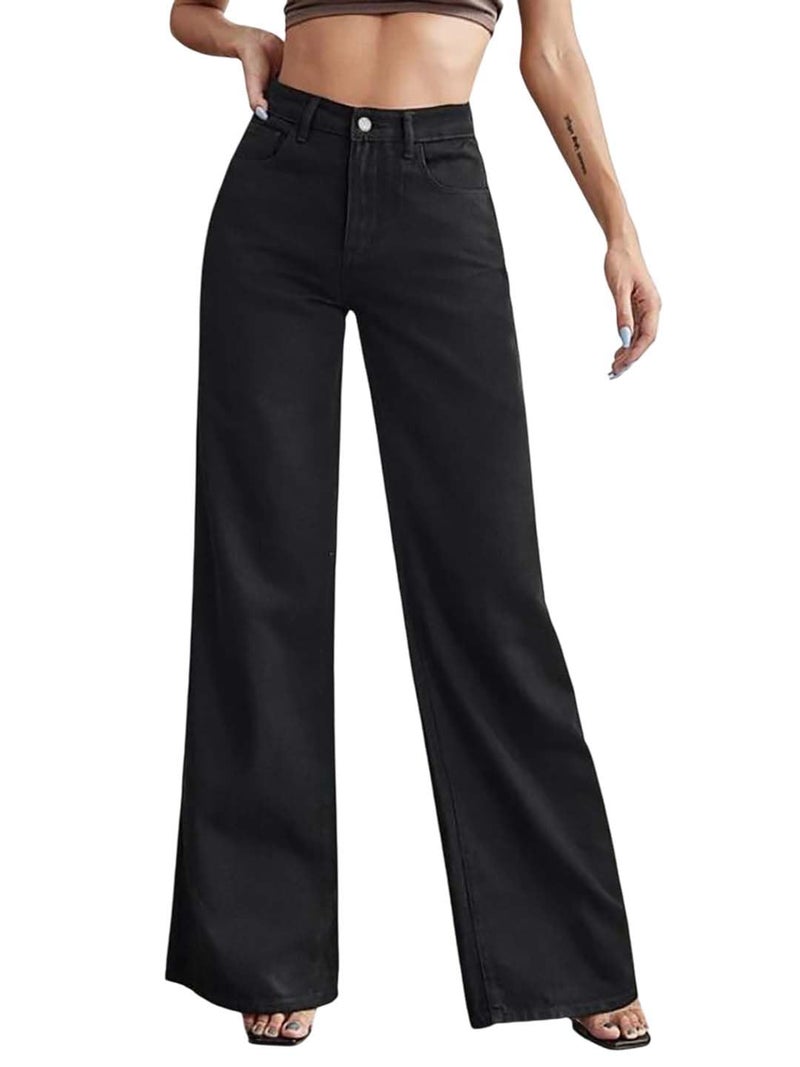 KOTTY Womens Solid High Rise Cotton Lycra Blend Relaxed Fit Jeans Jade Black (Black,36)_KOTTYLADIESJEANS1003_3XL - Image 1