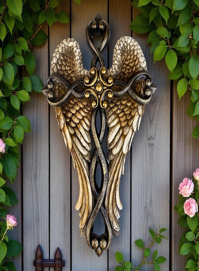 Top Brass Angel Wing Wall Cross – 12” Decorative Resin Cross with Sculpted Guardian Angel Wings – Inspirational Christian Jesus Art for Home, Prayer Room, or Memorial - Image 5