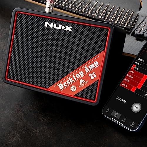 NUX Mighty Lite BT MKII مضخم جيتار، 3W مضخم جيتار/بيس كهربائي مع قناة نظيفة/أوفر درايف/ديستورشن، 7 إعدادات مسبقة، 512 عينة IR، آلة طبول مدمجة، مضخم سطح المكتب مع بلوتوث - Image 3