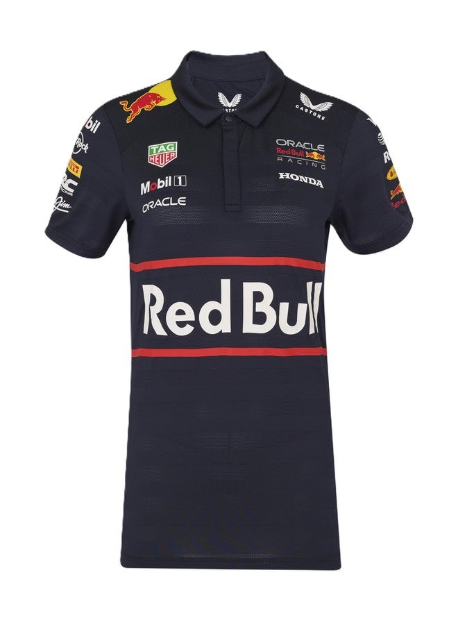 Castore Oracle Red Bull Racing Women’s Teamline Polo Shirt – Official 2025/26 F1 Team | Premium Jacquard Fabric (XS) Navy - Image 1