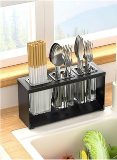 ShebSheb Kitchen Utensil Holder with 3 Compartments,cutlery holder  - Image 1