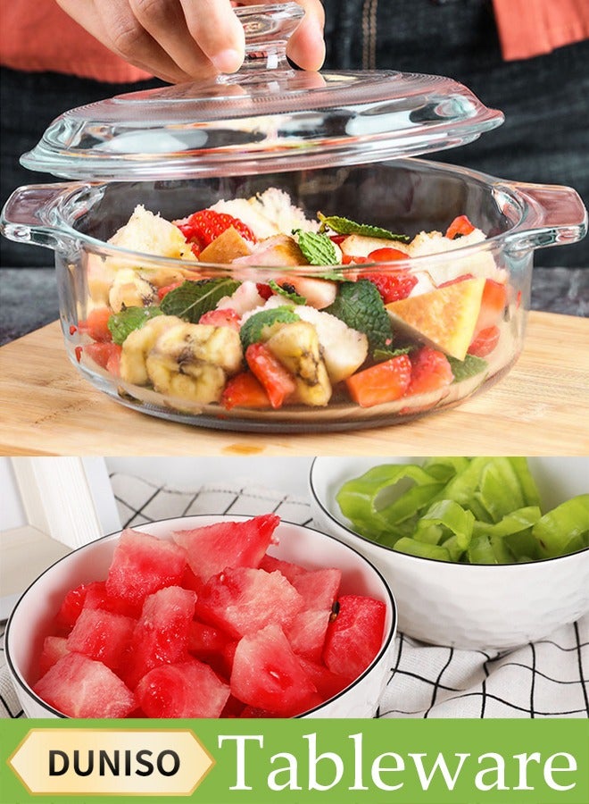 Clear Glass Cooking Pot, Covered Glass Stew Pot, With Two Diamond Bowls, Heat Resistant, Easy To Clean, Suitable For Pasta, Soup, Milk  - Image 1