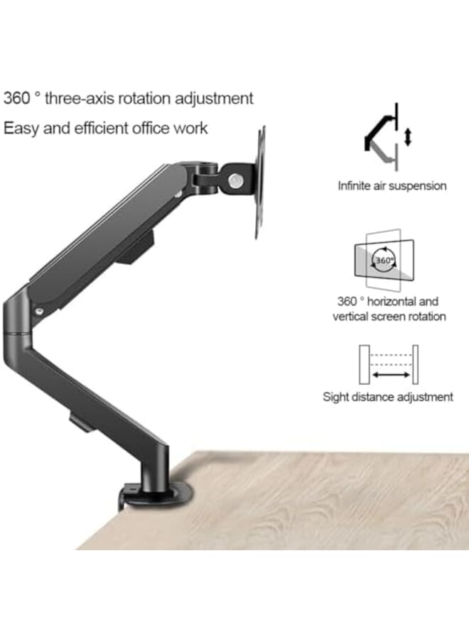 Fh Single Monitor Mount Stand Articulating Gas Spring Monitor Arm Monitor Desk Mount With Clamp And Grommet Base Fits 17 To 30 Inch Lcd Computer Monitors - Image 2