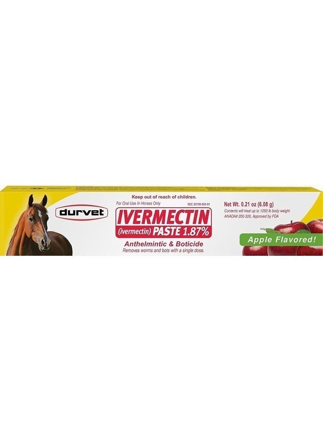 Durvet Ivermectin Paste - Horse Wormer 1 Tube 6.08 Grams  Apple Flavor - Image 1