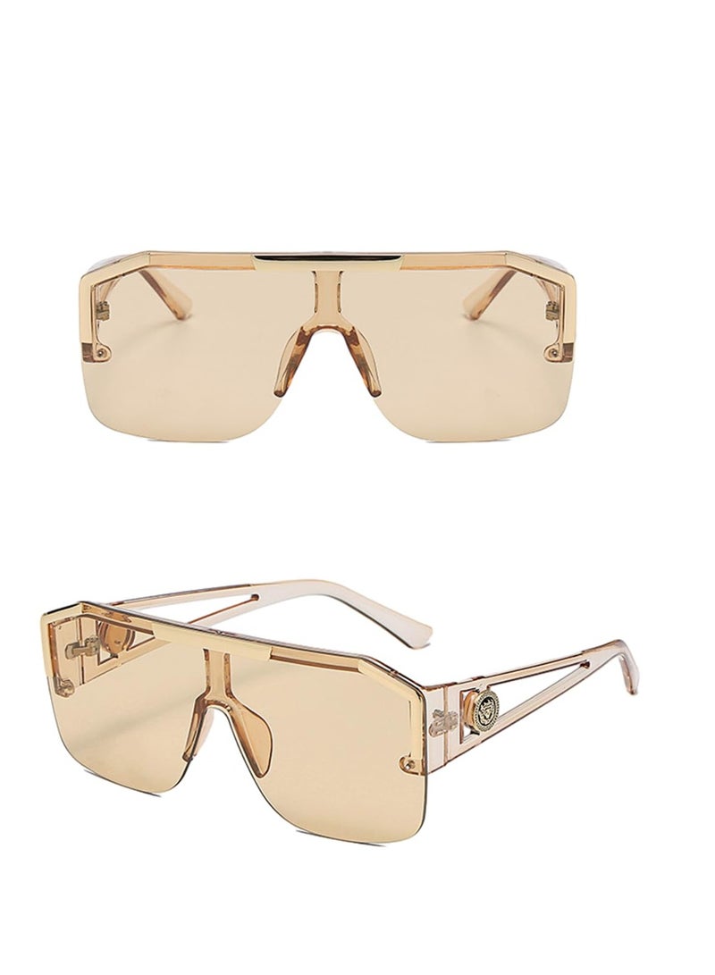 Excefore Stylish Square Flat Top Shield Sunglasses, Polarized Sunglasses Womens Men, One Lens Square Shades, Vintage Fashion Shades Classic Large Metal Sun Glasses - Image 4