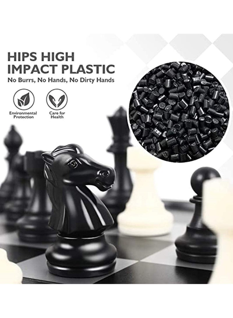 SYOSI Chess Set, Magnetic Travel Folding Chess Board Game, Black and White Pieces, Chess Checkers, Draughts and Backgammon Set, Storage Convenient, Educational Toys for Kids and Adults, 1 Pcs - Image 5