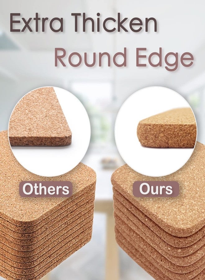 KITLAB Cork Coasters for Drinks, 8 Pcs Square Extra Thick Absorbent Cork Coaster Sets, Round Edge Drink Coaster, Cup Coasters for Kinds of Cups, Housewarming Gifts, Home Decor, 4 x 4 Inches - Image 4