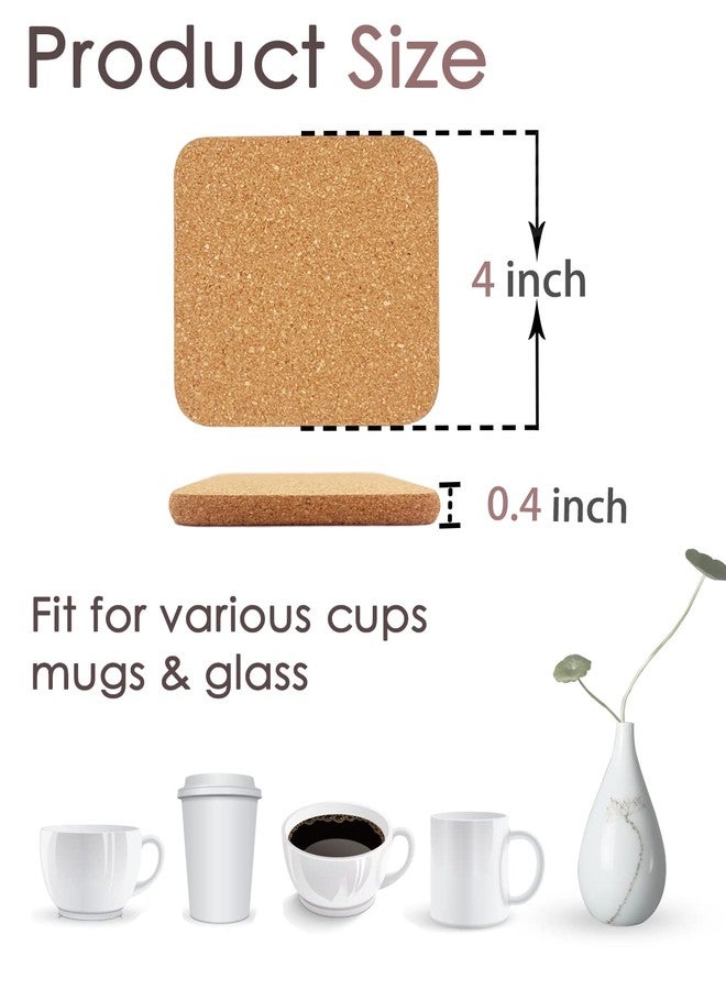 KITLAB Cork Coasters for Drinks, 8 Pcs Square Extra Thick Absorbent Cork Coaster Sets, Round Edge Drink Coaster, Cup Coasters for Kinds of Cups, Housewarming Gifts, Home Decor, 4 x 4 Inches - Image 3