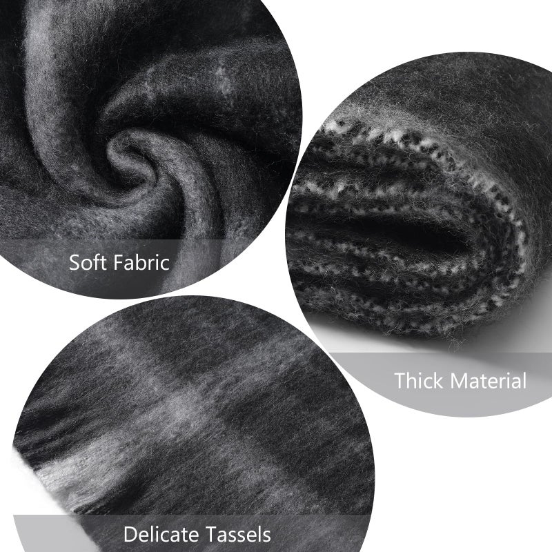 Premillow Women's Mohair Winter Scarf, Warm Winter Scarf for Women and Men, Super Soft Luxurious Cashmere Feel Women Scarfs, Black Stripes - Image 2