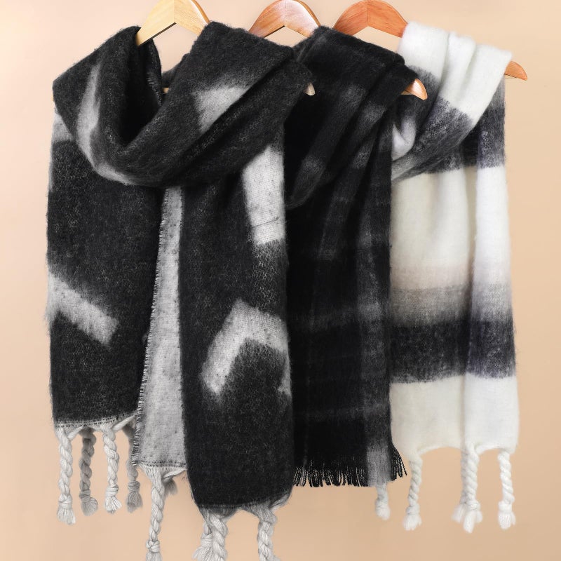 Premillow Women's Mohair Winter Scarf, Warm Winter Scarf for Women and Men, Super Soft Luxurious Cashmere Feel Women Scarfs, Black Stripes - Image 5