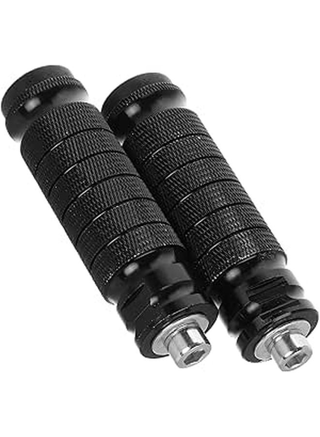 Universal Black Motorcycle Rear Passenger Foot Peg Pedal Pair Replacement Footrest - Image 1