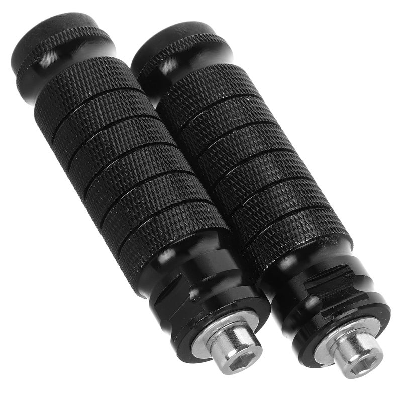 Universal Black Motorcycle Rear Passenger Foot Peg Pedal Pair Replacement Footrest - Image 2