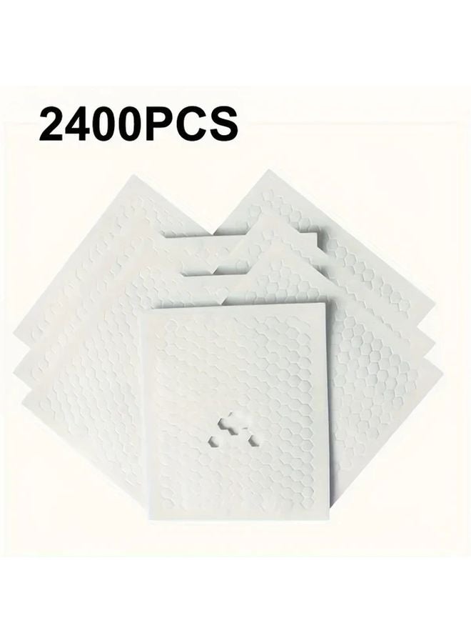 2400 قطعة من نقاط الالتصاق الأكريليكية البيضاء سداسية الشكل ذات الوجهين للأعمال الحرفية والديكورات DIY - Image 1
