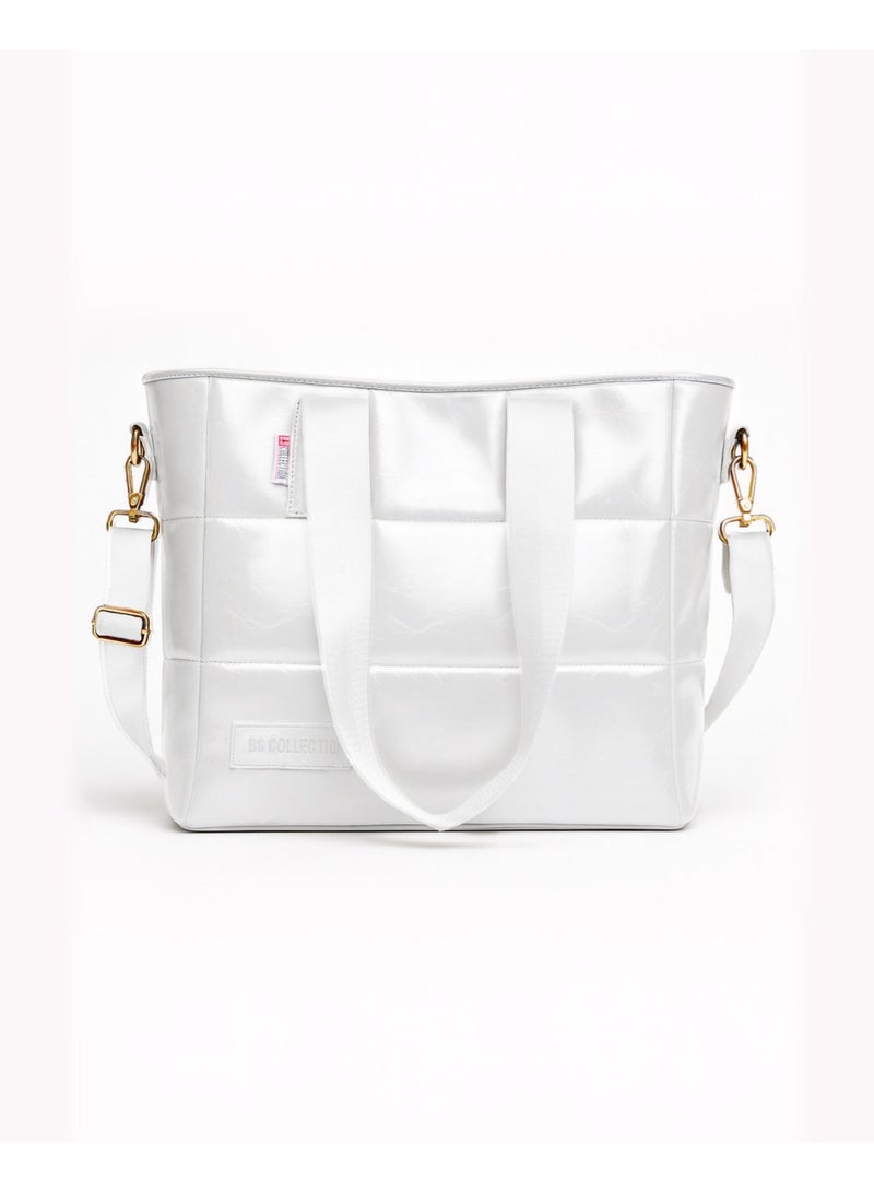 B.S COLLECTION Soft Leather B.S bag tote bag and shoulder bag for girls - White - Image 1