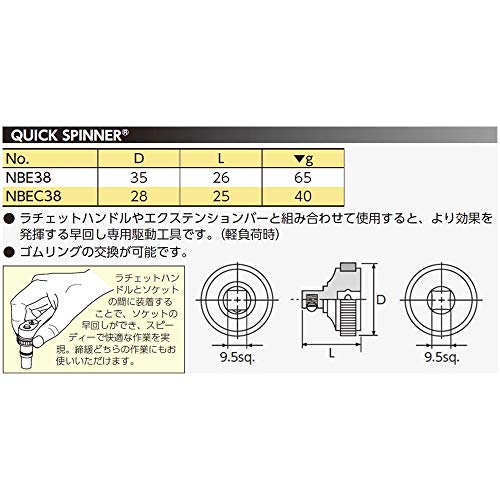 KTC Kyoto Machine Tools (KTC) Nepros Socket Wrench NBE38 - Image 2