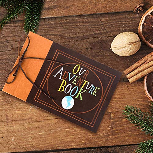LINKEDWIN Our Adventure Book, Suede Cover Embroidered Scrapbook with Pixar Up Themed Postcards, Wedding and Anniversary Photo Album, Memory Keepsake, 11.6 x 7.5 inches, 80 Pages - Image 4